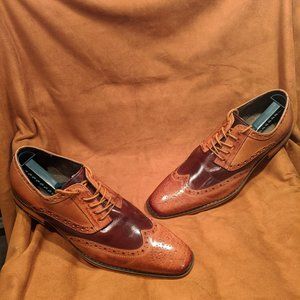 Stacy Adams cognac and brown leather dress shoes